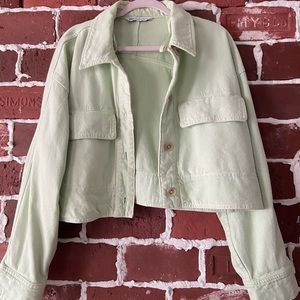 Zara Green Cropped Light Jacket